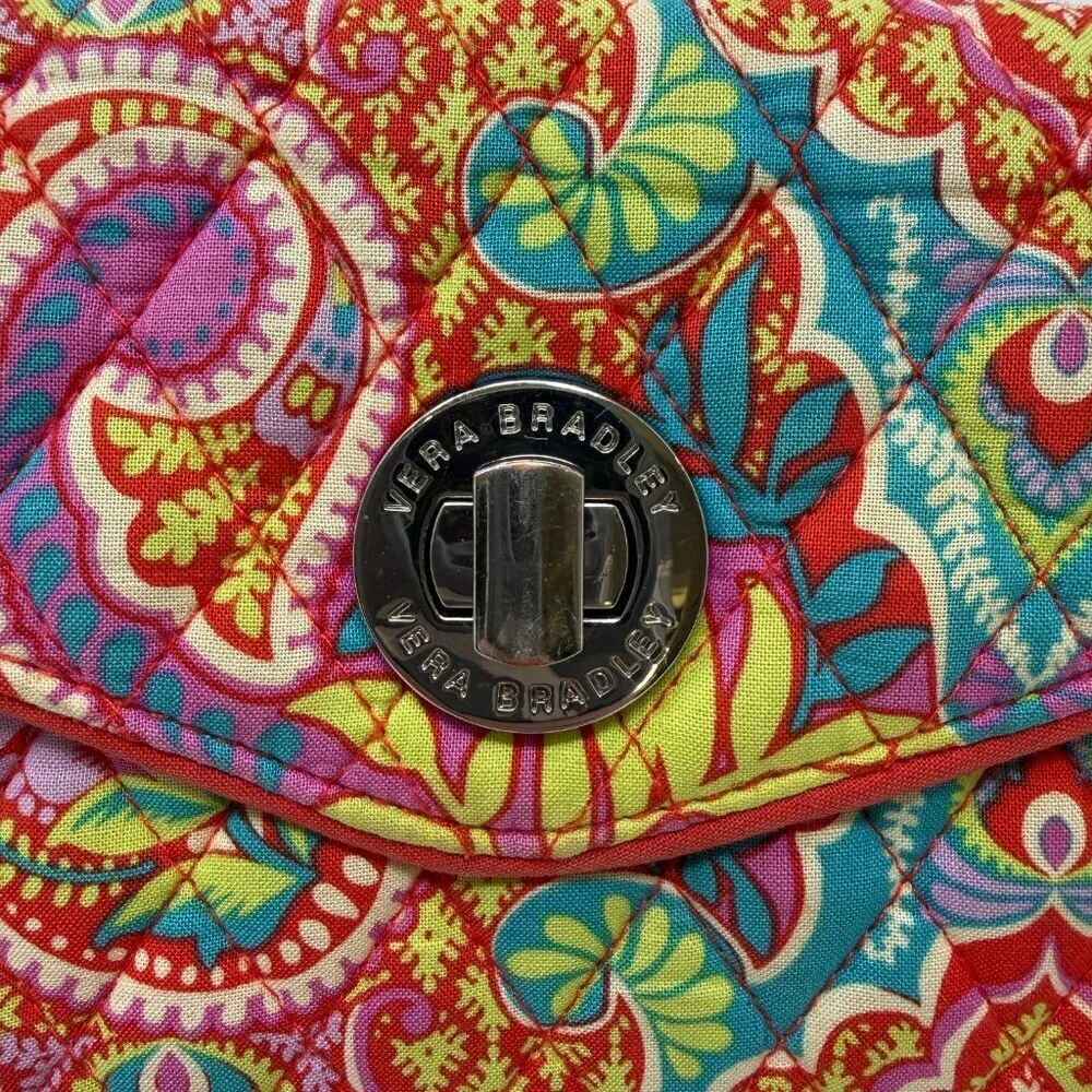Vera Bradley Turn Lock Wrist Wallet Paisley In Paradise Quilted Wristlet Purse